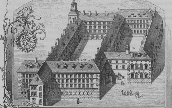 Die Jesuitenuniversität in Graz (Alte Universität) zu Ende des 17.Jahrhunderts; nach dem Stich von J. J. Hoffmann und H. Hermundt, von Rudolf Bernt, Illustration aus dem Kronprinzenwerk, Band 7 (deutsch), Seite 281